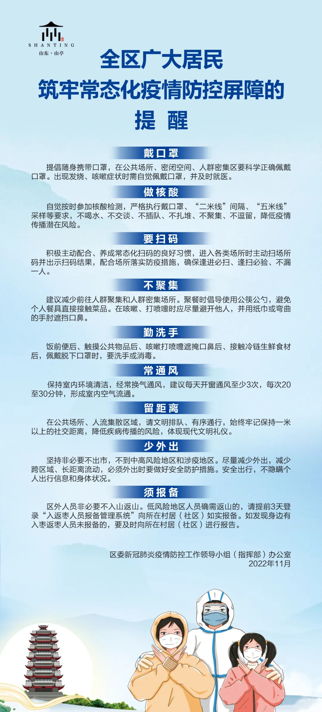图片[2]-长图+视频 | 山亭区居民疫情防控27字诀-爱山亭网
